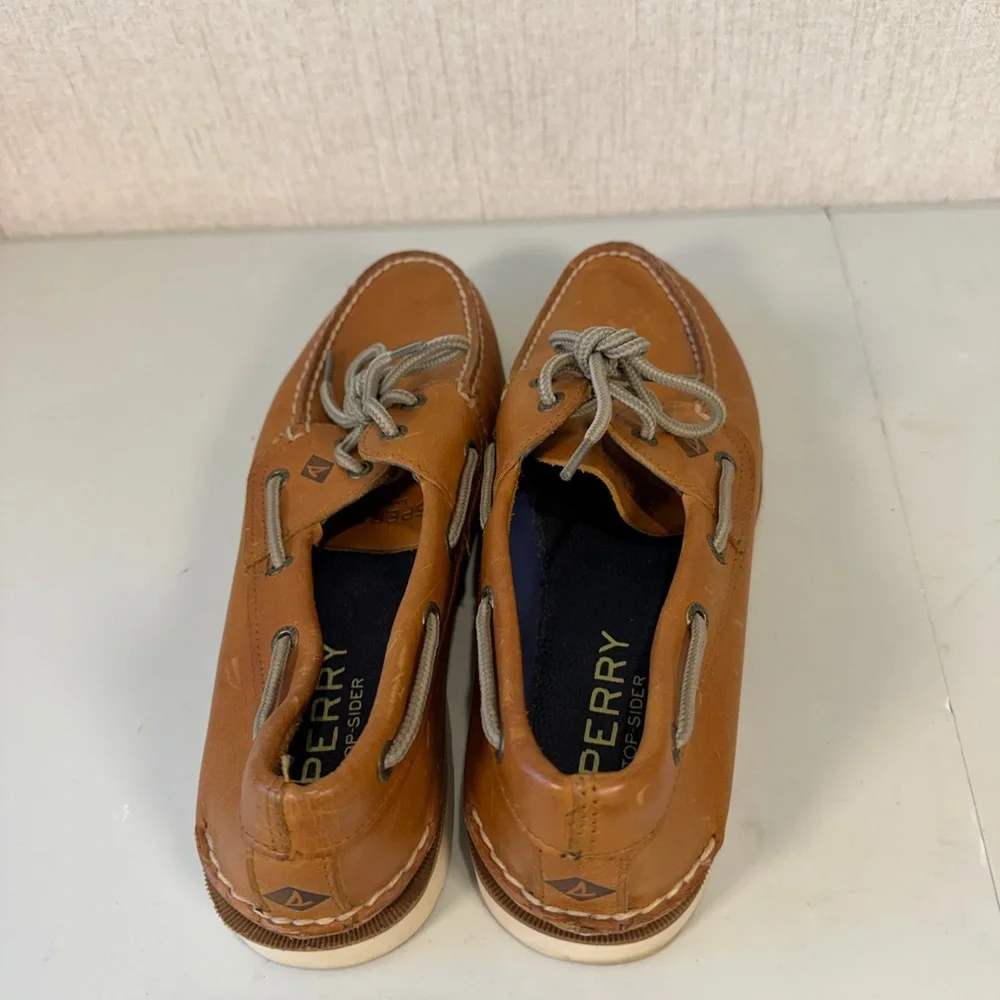 Sperry Top Sider STS12002 Brown Leather Boat‎ Shoes Lace Up Men's Size 9.5M